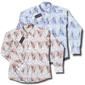 View Item New Mod Retro 60's Button Down Magnet Wave Print L/S Shirt